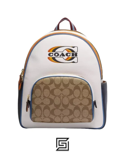 Bags,Leather,Women leather Court Backpack With Signature Canvas Detail And Coach Stamp CE596 Z Coach