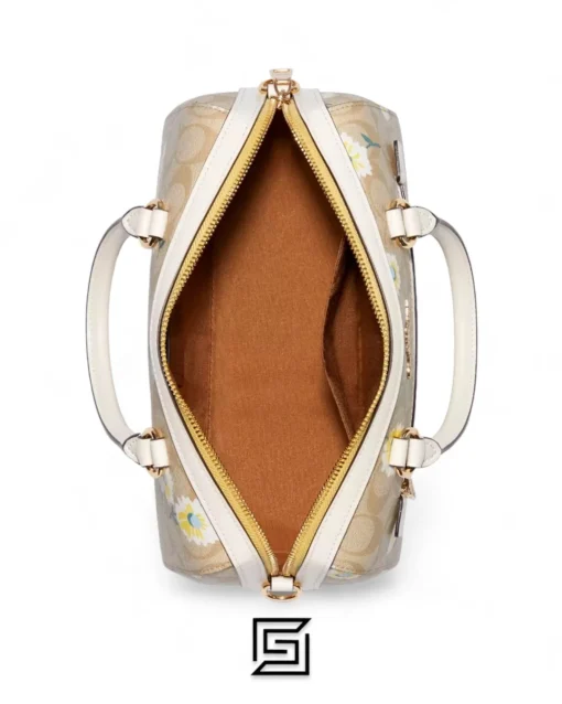 Bags,Leather,Women Coach leather Rowan Satchel In Signature Canvas With Daisy Print Style No. C2849 Coach