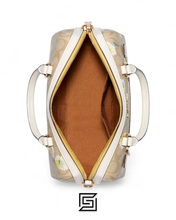 Bags,Leather,Women Coach leather Rowan Satchel In Signature Canvas With Daisy Print Style No. C2849 Coach