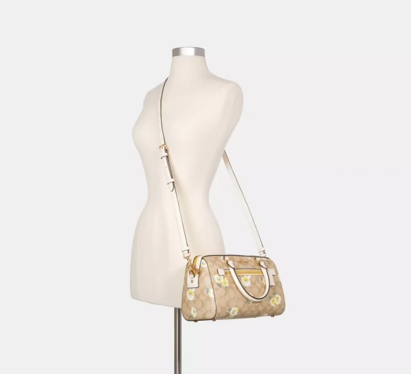 Bags,Leather,Women Coach leather Rowan Satchel In Signature Canvas With Daisy Print Style No. C2849 Coach