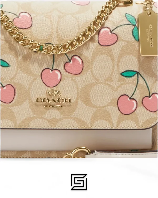 Bags,Leather,Women Coach leather Klare Crossbody In Signature Canvas With Heart Cherry Print CE610 Coach