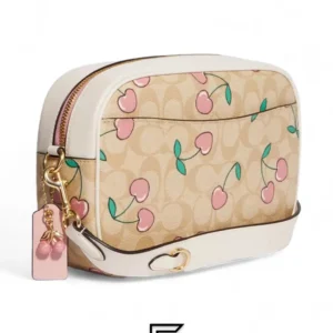 Bags,Leather,Women Coach leather Jamie Camera Bag In Signature Canvas With Heart Cherry Print Style No. CF423 Coach