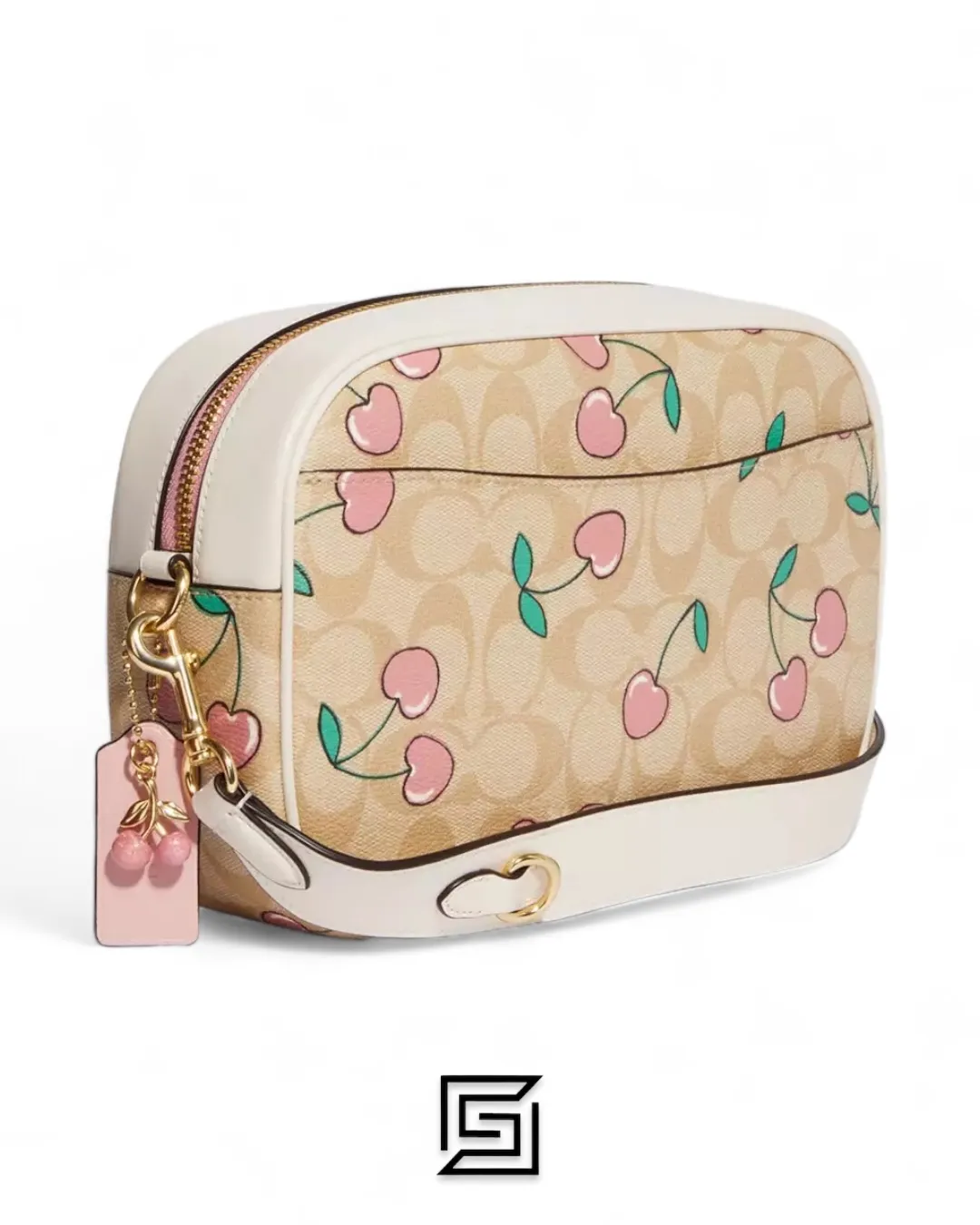 Bags,Leather,Women Coach leather Jamie Camera Bag In Signature Canvas With Heart Cherry Print Style No. CF423 Coach