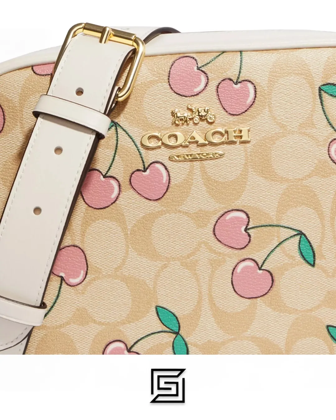 Bags,Leather,Women Coach leather Jamie Camera Bag In Signature Canvas With Heart Cherry Print Style No. CF423 Coach