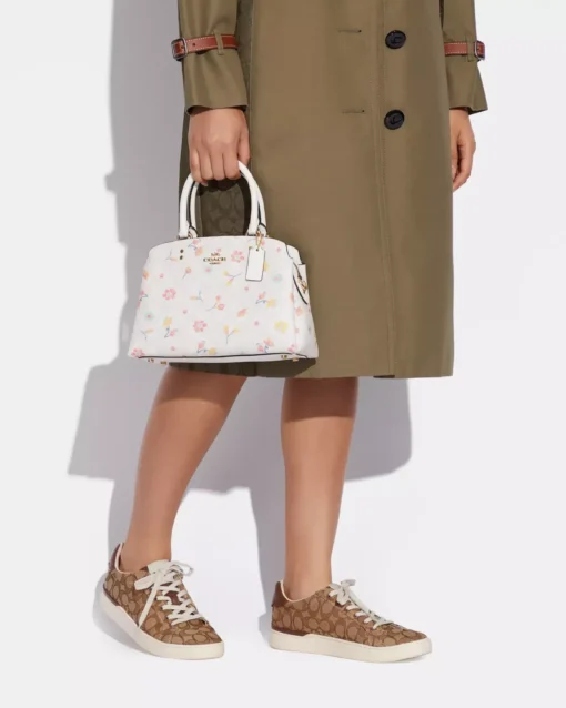 Bags,Leather,Women Coach leather Mini Lillie Carryall In Signature Canvas With Mystical Floral Print Style No. C8340 Coach