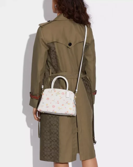 Bags,Leather,Women Coach leather Mini Lillie Carryall In Signature Canvas With Mystical Floral Print Style No. C8340 Coach