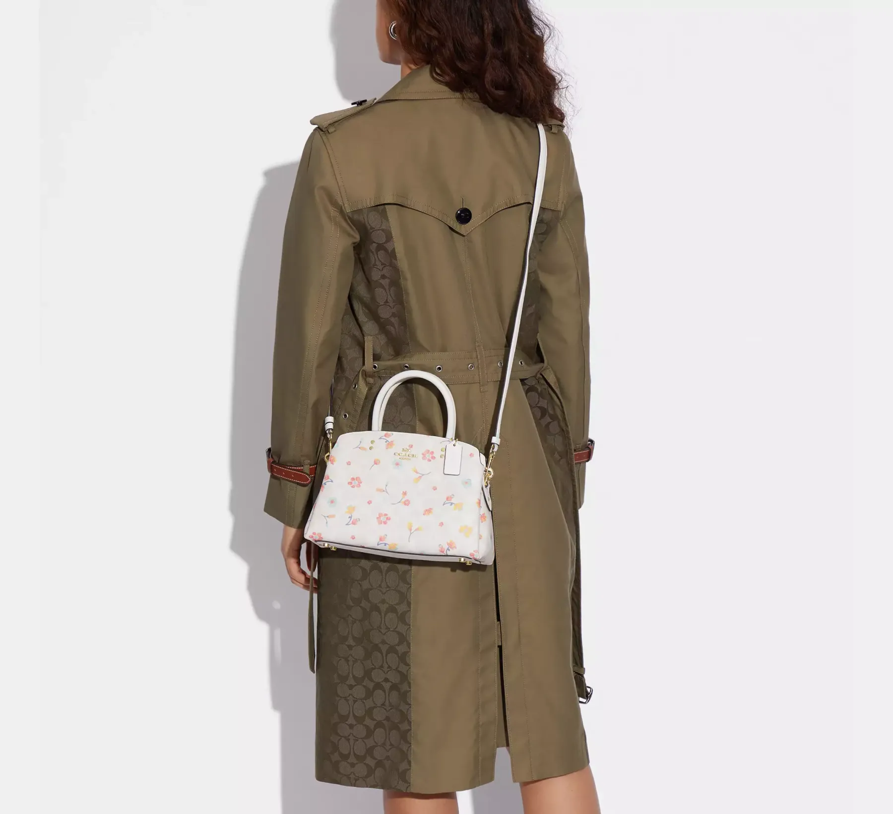 Bags,Leather,Women Coach leather Mini Lillie Carryall In Signature Canvas With Mystical Floral Print Style No. C8340 Coach