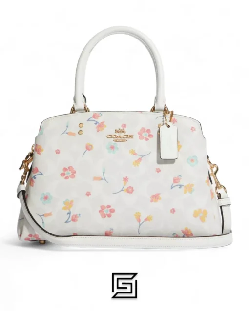 Bags,Leather,Women Coach leather Mini Lillie Carryall In Signature Canvas With Mystical Floral Print Style No. C8340 Coach