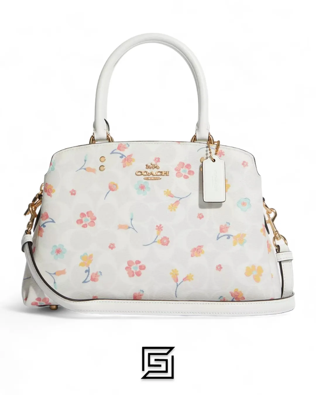 Bags,Leather,Women Coach leather Mini Lillie Carryall In Signature Canvas With Mystical Floral Print Style No. C8340 Coach