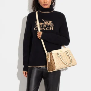 Bags,Leather,Women Coach leather Darcie Carryall In Blocked Signature Canvas Style No.CH503 Coach