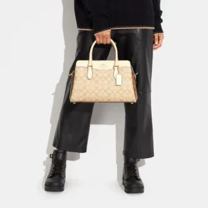 Bags,Leather,Women Coach leather Darcie Carryall In Blocked Signature Canvas Style No.CH503 Coach