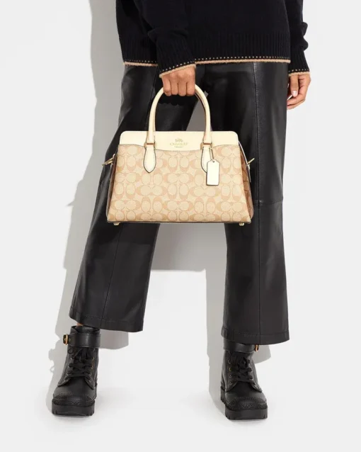Bags,Leather,Women Coach leather Darcie Carryall In Blocked Signature Canvas Style No.CH503 Coach