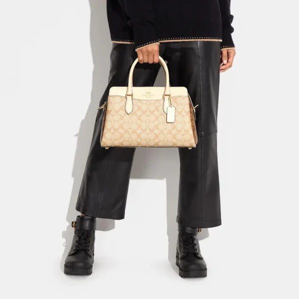 Bags,Leather,Women Coach leather Darcie Carryall In Blocked Signature Canvas Style No.CH503 Coach