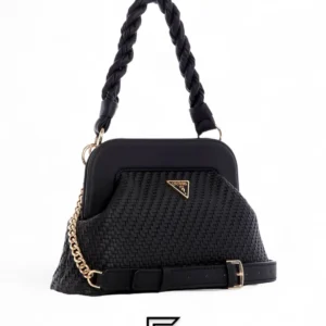 Bags,Leather,Women leather GUESS Black VG839717 Woven Hassie Frame Crossbody Bag Guess