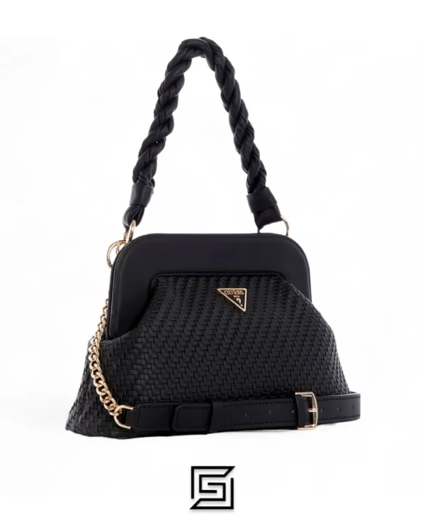 Bags,Leather,Women leather GUESS Black VG839717 Woven Hassie Frame Crossbody Bag Guess