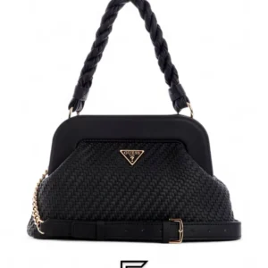 Bags,Leather,Women leather GUESS Black VG839717 Woven Hassie Frame Crossbody Bag Guess