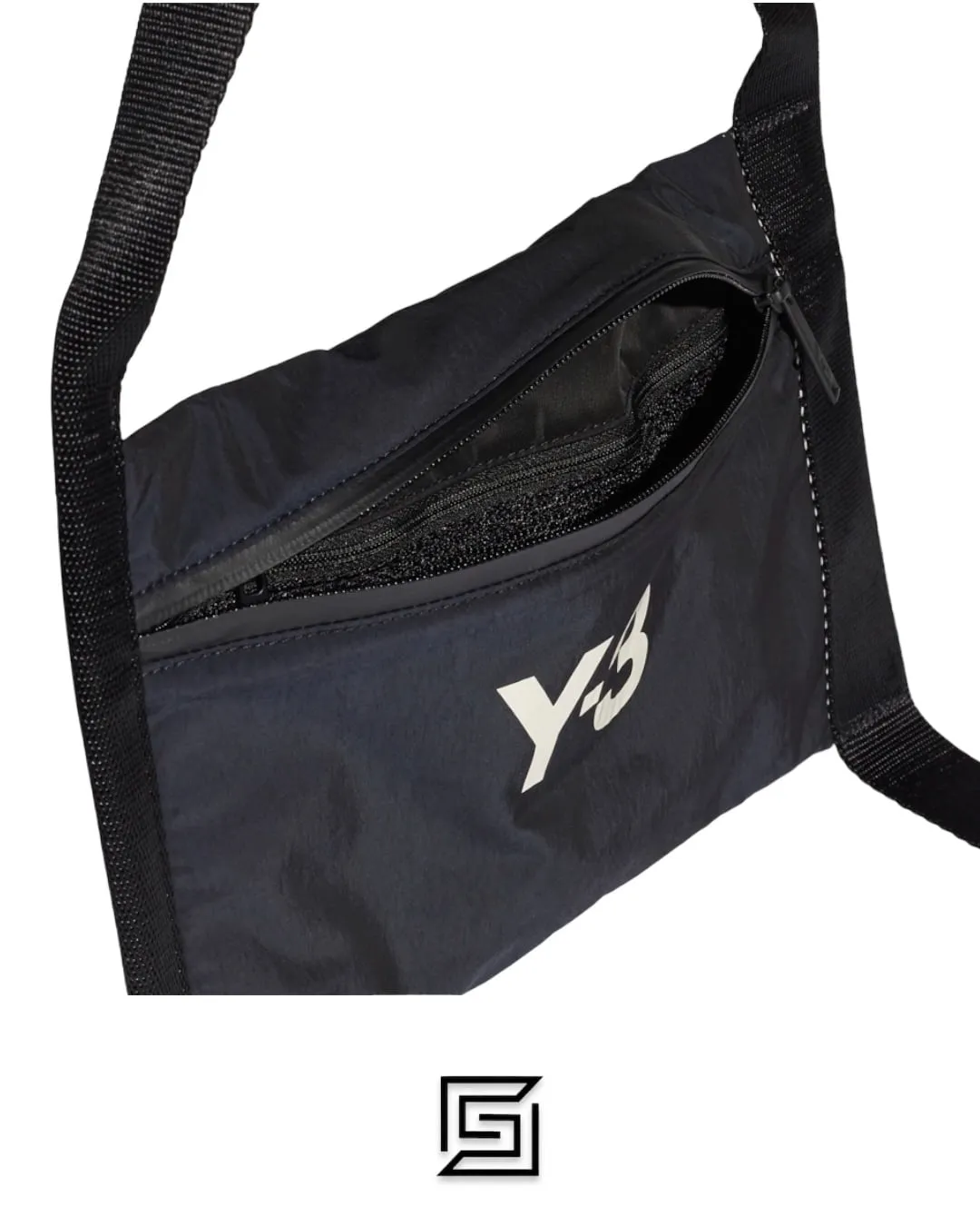 Bags,Leather,Men leather Y-3 Black CH3 Sacoche Messenger Bag Y-3
