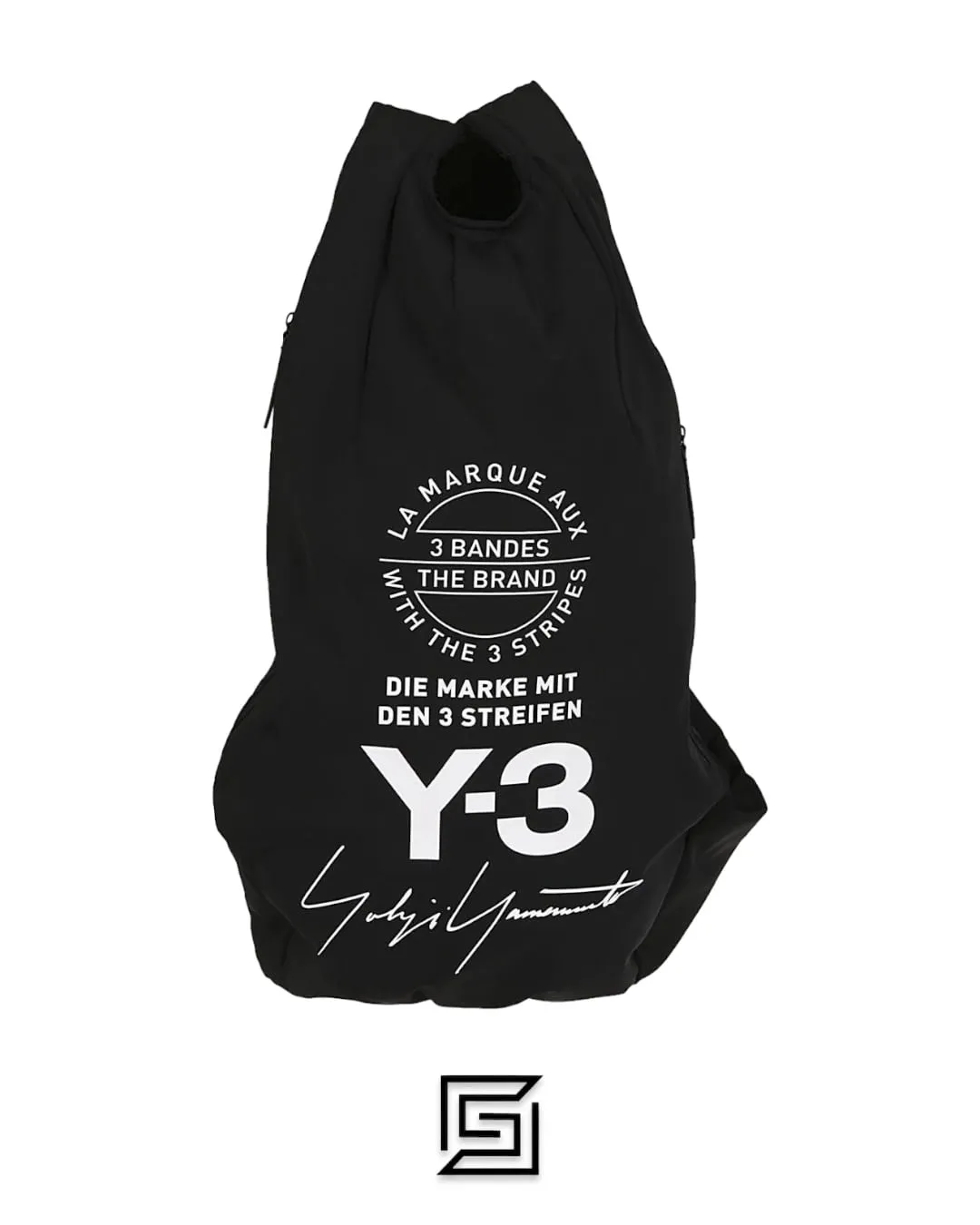 Bags,Leather,Men leather Y-3 YOHJI Adidas Backpack Black Bag With White Logo NWT Y-3