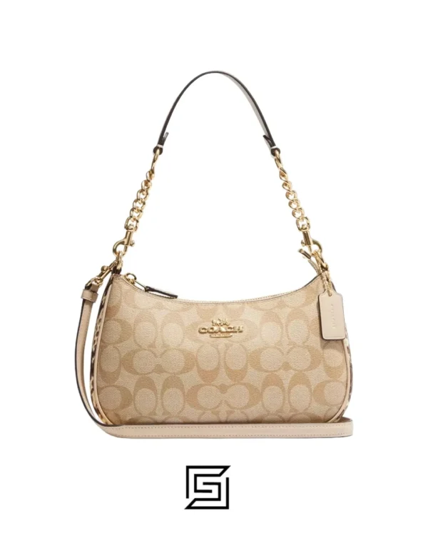 Bags,Leather,Women Coach leather Teri Shoulder Bag In Signature Canvas Style No. CC323 Coach