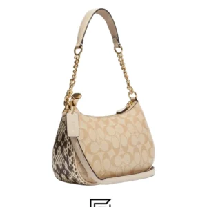 Bags,Leather,Women Coach leather Teri Shoulder Bag In Signature Canvas Style No. CC323 Coach