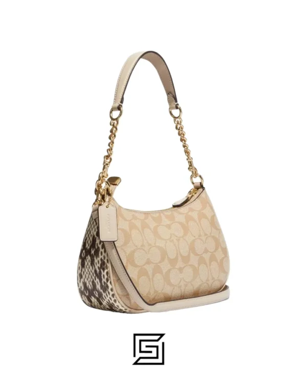 Bags,Leather,Women Coach leather Teri Shoulder Bag In Signature Canvas Style No. CC323 Coach