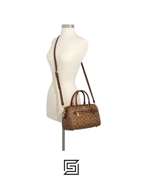 Bags,Leather,Women Coach leather Rowan Satchel In Signature Canvas Style No. F83607 BROWN Coach