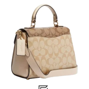 Bags,Leather,Women Coach leather Morgan Top Handle Satchel Bag In Blocked Signature Canvas CH314 Coach