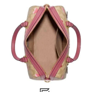 Bags,Leather,Women Coach leather Rowan Satchel Bag In Signature Canvas With Stripe Heart Print Style No. CA248 Coach