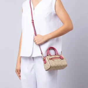 Bags,Leather,Women Coach leather Mini Rowan Crossbody In Signature Canvas C9947 Coach