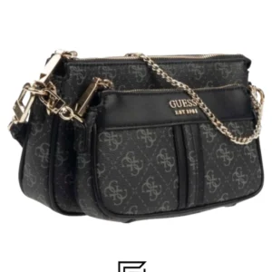 Bags,Leather,Women leather Guess Women's Kasinta Double Zip Shoulder Bag One Size GREY Guess