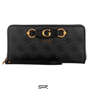 Leather,Wallets,Women Guess wallets Coal IZZY Large Zip Around Wallet Grey Guess