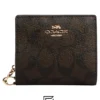Leather,Wallets,Women Coach wallets Snap Wallet In Signature Canvas C3309 BROWN Coach