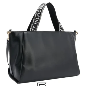 Bags,Leather,Women Tommy Hilfiger leather SPACIOUS LOGO STRAP TOTE AW0AW14469-BDS Tommy Hilfiger