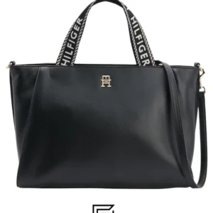 Bags,Leather,Women Tommy Hilfiger leather SPACIOUS LOGO STRAP TOTE AW0AW14469-BDS Tommy Hilfiger