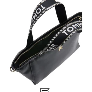 Bags,Leather,Women Tommy Hilfiger leather SPACIOUS LOGO STRAP TOTE AW0AW14469-BDS Tommy Hilfiger