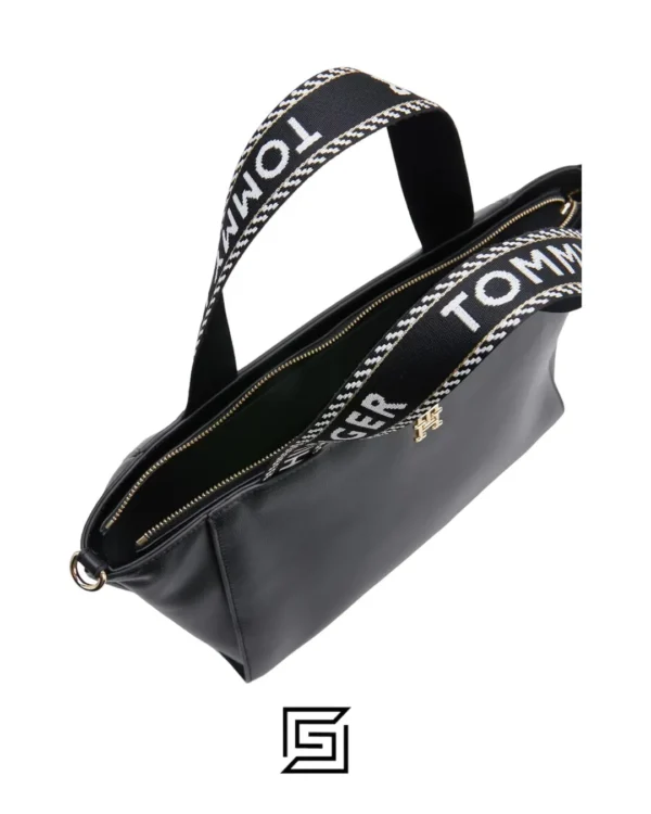 Bags,Leather,Women Tommy Hilfiger leather SPACIOUS LOGO STRAP TOTE AW0AW14469-BDS Tommy Hilfiger