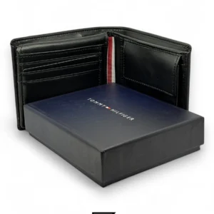 Leather,Wallets,Men Tommy Hilfiger TOMMY SINGLE WALLET W TH LOGO SOFT PATTERN INSIDE LEATHER SQUARE LOGO/BLACK Tommy Hilfiger