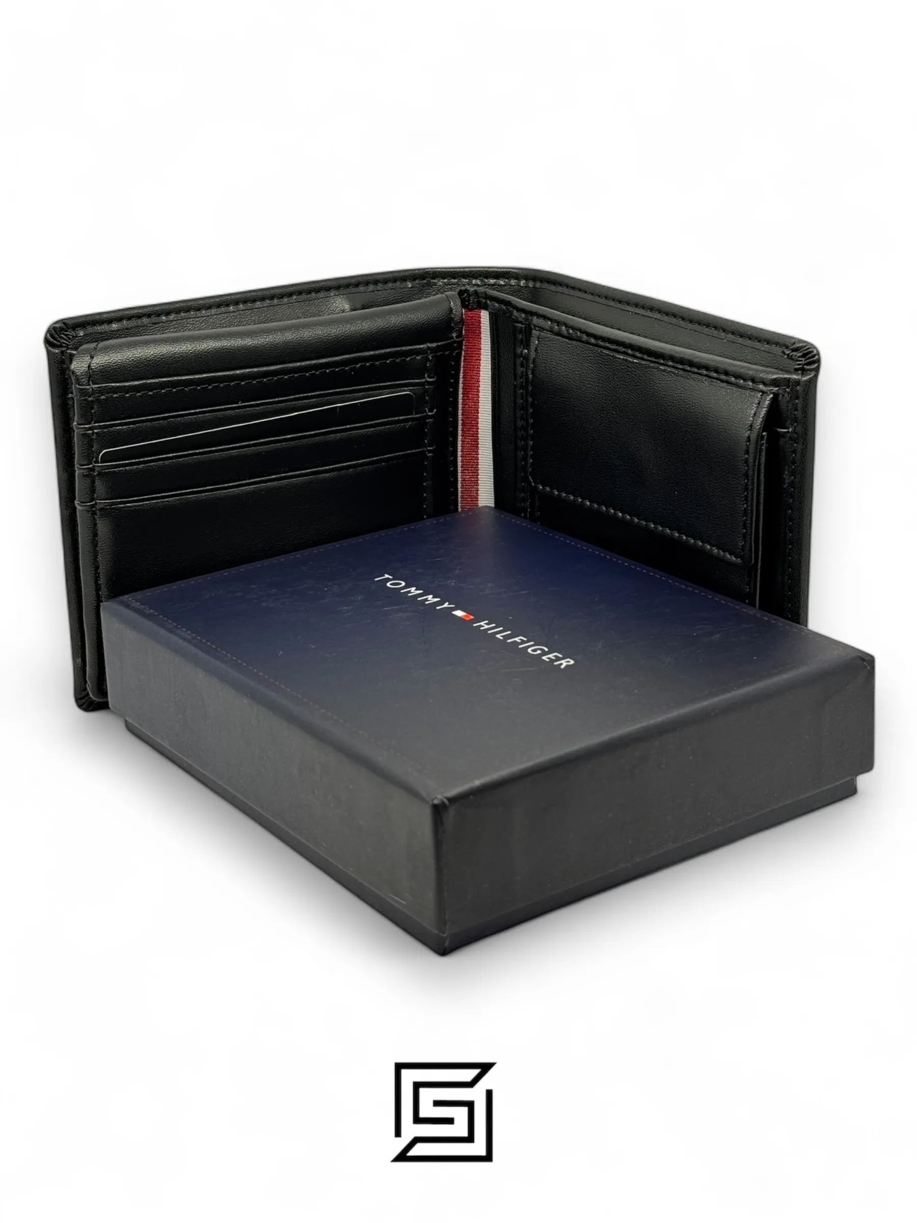 Leather,Wallets,Men Tommy Hilfiger TOMMY SINGLE WALLET W TH LOGO SOFT PATTERN INSIDE LEATHER SQUARE LOGO/BLACK Tommy Hilfiger