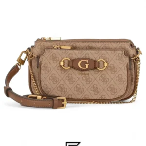 Bags,Leather,Women leather GUESS IZZY Double Pouch Crossbody 2x1 Shoulder Bag and Women's Handbag Guess