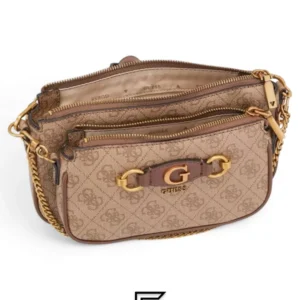 Bags,Leather,Women leather GUESS IZZY Double Pouch Crossbody 2x1 Shoulder Bag and Women's Handbag Guess