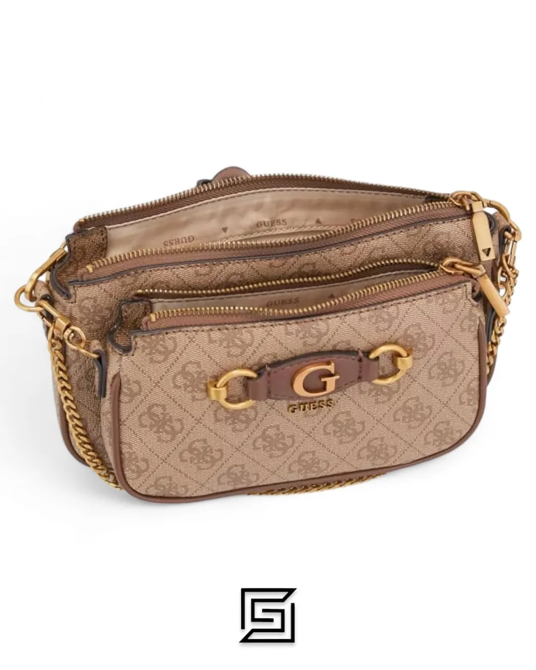Bags,Leather,Women leather GUESS IZZY Double Pouch Crossbody 2x1 Shoulder Bag and Women