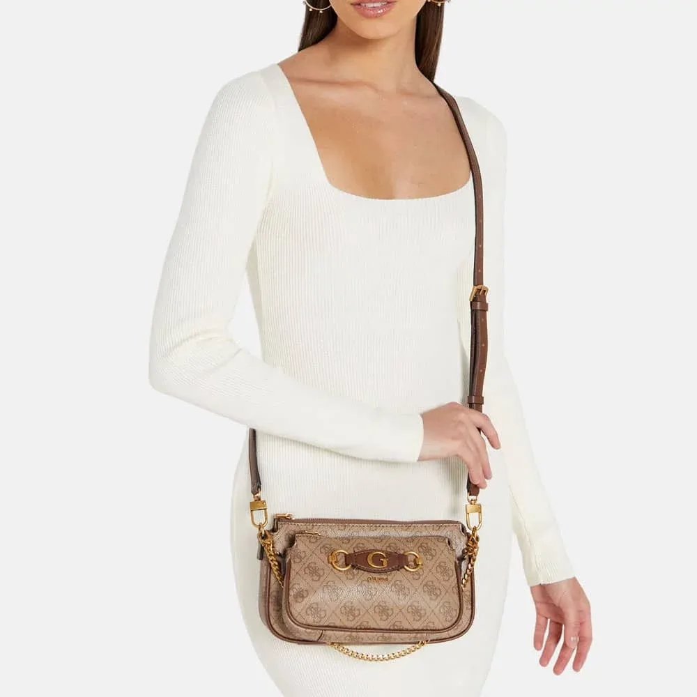 Bags,Leather,Women leather GUESS IZZY Double Pouch Crossbody 2x1 Shoulder Bag and Women