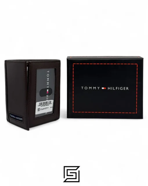 Leather,Wallets Tommy Hilfiger leather TOMMY SINGLE WALLET TRIFOLD FLAT/DARK BROWN Tommy Hilfiger