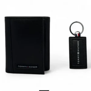 Leather,Wallets,Men Tommy Hilfiger leather HAPPY HOLIDAYS TOMMY SET TRIFOLD WALLET AND MEDAL/BLACK Tommy Hilfiger
