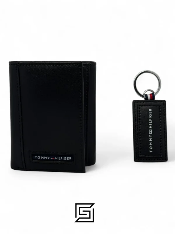 Leather,Wallets,Men Tommy Hilfiger leather HAPPY HOLIDAYS TOMMY SET TRIFOLD WALLET AND MEDAL/BLACK Tommy Hilfiger