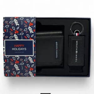Leather,Wallets,Men Tommy Hilfiger leather HAPPY HOLIDAYS TOMMY SET TRIFOLD WALLET AND MEDAL/BLACK Tommy Hilfiger