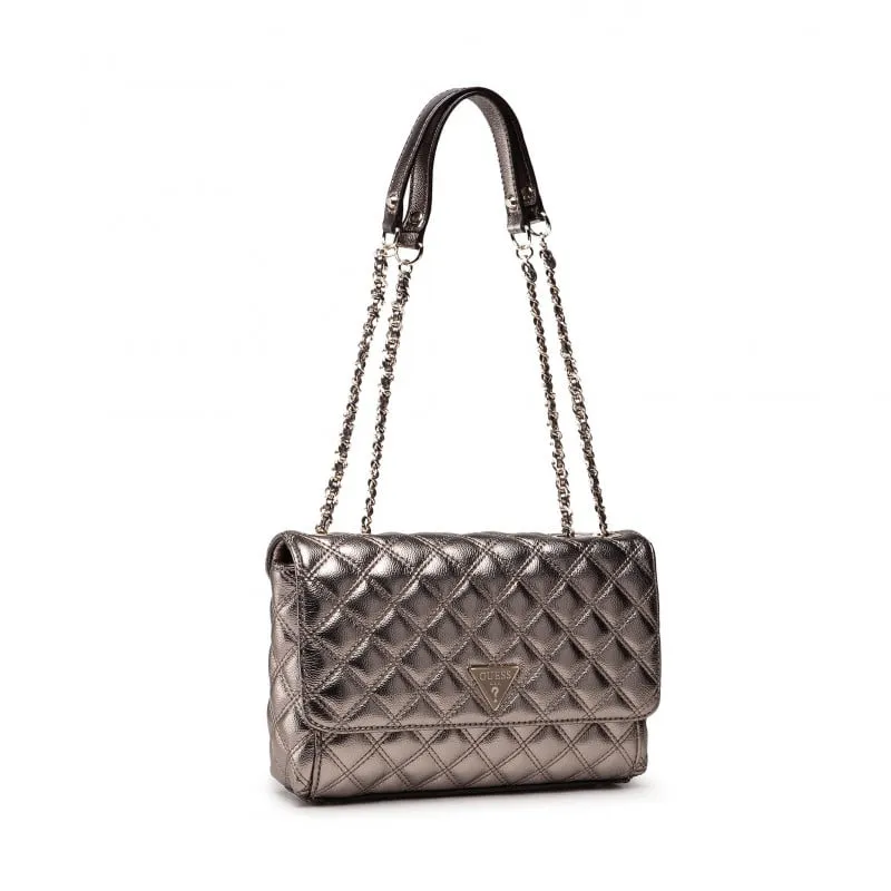 Bags,Leather,Women Guess bags Cessily Quilted Convertible Pewter Cross-Body Bag hwmg76 79210 pewter Guess