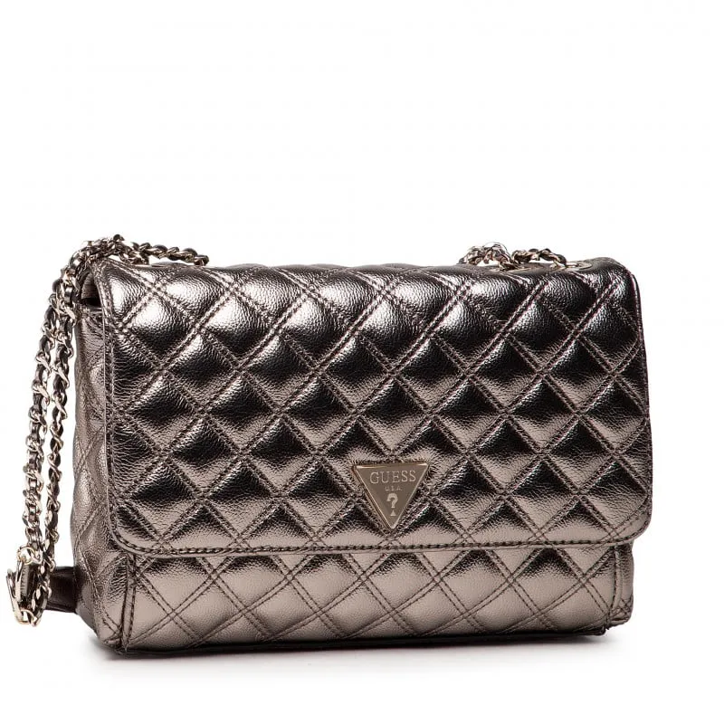 Bags,Leather,Women Guess bags Cessily Quilted Convertible Pewter Cross-Body Bag hwmg76 79210 pewter Guess