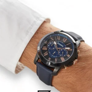 Men,Original Watches Fossil original-watches Grant Chronograph Navy Leather Watch - FS5061 Fossil