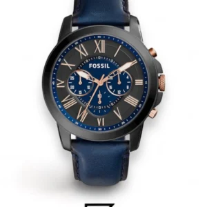 Men,Original Watches Fossil original-watches Grant Chronograph Navy Leather Watch - FS5061 Fossil